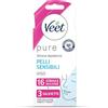 Veet Pure Strisce Depilatorie Viso Ipoallergeniche, Ceretta Baffetti e Viso, Dermatologicamente Testate, 16 Strisce (8x2 Strisce)