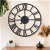 Lafocuse 40cm Orologio da Parete Grande Nero, Silenzioso Metallo Numeri Romani Orologi con 2 Paia di Lancette, Moderno Decorativo Arredamento Casa per Soggiorno Camera da Letto Ufficio Cucina