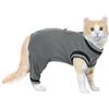 PUMYPOREITY Body Gatto Post Operatorio Sterilizzazione, Tuta per Recupero Gatto Tutina Cane Post Operatoria Sterilizzazione(Grigio, XL)
