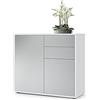 Vladon Madia Ben, mobile con 2 ante e 2 cassetti, bianco opaco/grigio chiaro satinato (79 x 74 x 36 cm)