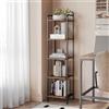 Hzuaneri Scaffale a 5 Ripiani, Libreria, Scaffale Stretto per Libri, Mensola D'angolo Industriale, Mensola Sottile per Ufficio, Soggiorno, Camera da Letto, Cucina, Marrone Vintage e Nero BC24501B