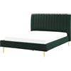Beliani Letto imbottito velluto verde smeraldo e oro rete a doghe testiera alta 160 x 200 cm