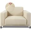 Jaotto Copridivano 1 Posto con Braccioli Fodera per Divano in Jacquard Elasticizzato Antigraffio Antiscivolo Copri Divano con 2 Fodere per Cuscini Copripoltrona per Cani Pet,Jacquard#Beige