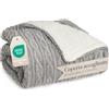 Blumtal coperta pile plaid 230x270 cm con disegno a treccia - coperta divano invernale con certificato OEKO-TEX - coperte matrimoniali invernali - morbida coperta sherpa sul rovescio - grigio/bianco