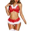 RSLOVE Lingerie Sexy Natalizia Completo Intimo Donna di Natale con Reggicalze Rosso S