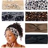 Youery 6 Pezzi Fasce Per Capelli Donna, Leopardata Boho Solide Annodato Fasce Per La Testa, Capelli Donna Stampa Accessori, Vintage Morbido Elastica Turbante per Yoga Sport (Colore 2, Confezione da 6)