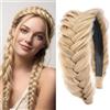 Gledola Fascia larga con treccia disordinata in sintetico con denti, fascia elastica ad alta elasticità, fascia per capelli intrecciata, accessorio per capelli per ragazze e donne (biondo miele)