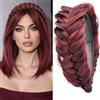 Gledola Fascia larga con treccia disordinata in sintetico con denti, fascia elastica ad alta elasticità, fascia per capelli intrecciata, accessorio per capelli per ragazze e donne (Bordeaux)