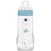 MAM Istruzioni in Lingua Straniera - Mam Easy Active Baby Bottle, Biberon Grande per Apprendimento Ergonomico, Facile da Impugnare, Tettarella N. 3 in Silicone e Coperchio Salvagoccia, 4 Mesi, Blu, 330 Ml