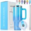 WATERSY 1.2L Bicchiere Termico con Manico, 40oz Tazza da Caffè Doppia Parete Acciaio Inox Senza BPA, Tazza Termica Lavabile in Lavastoviglie, per Palestra, Auto e Viaggio (Blu Lucido)