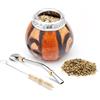 BALIBETOV Mate Argentino - Te Mate Kit di Zucca Naturale Fatto a Mano (Tazza Mate Originale) Compreso Bombilla Mate (Yerba Mate Bombilla) - Set Mate Argentino Autentico (Naturel 02)