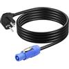 CERRXIAN 6.5FT Cavo di conversione da spina UE a Powercon AC, cavo di alimentazione per altoparlanti audio a 3 pin da 1,5 mm² 15AWG a 90 gradi da Cee 7/7 maschio a Powercon tipo A (2M)
