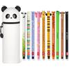 LEGAMI - Set di 10 penne gel cancellabili + Panda 2 in 1 astuccio portapenne - con inchiostro cancellabile termosensibile, gamma di colori dell'inchiostro e disegni a botte, punta da 0,7 mm, set 2