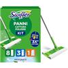 Swiffer Panni Cattura Polvere, 1 Scopa e 8 Panni Microfibra Dry e 1 Piumino e 3 Panni Lavapavimenti, Cattura Polvere e Sporco, Ottimo per Tutti i Tipi di Pavimenti e per i Peli di Animali
