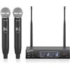 MELONARE Microfono wireless a doppio canale, MELONARE Auto-Scan Professional Cordless Dynamic Mic Set, 328 ft Range, 2x100 UHF Metal Wireless Mic per cantare, karaoke, chiesa, matrimonio, DJ (MWU-20-2H)