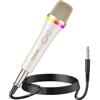 TONOR Microfono Karaoke Dinamico, RGB Microfono XLR per Voce per Canto, Microphone Portatile Supercardioide con Cavo da 5M, per Canto dal Vivo/Palco/Altoparlanti/Studio/Casa/Festa (Bianco)
