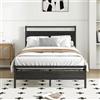 BORPHOM Telaio letto in metallo e legno, letto in metallo, 120 x 200 cm, con rete a doghe, letto matrimoniale 120 x 200 cm, con testiera, letto per ragazzi, per camera da letto, camera degli ospiti