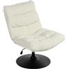 MEUBLE COSY Poltrona Imbottita Girevole Sedia da Salotto Funzione di Inclinazione Libera per Camera Ufficio Poltroncina Relax con Seduta Spessa Schienale in Tessuto Bouclé Bianco