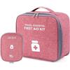Booaee 2 Pezzi Kit di Pronto Soccorso Portatile, Borsa Medica Sportiva e Porta Medicine da Viaggio, Adatto per Famiglia, Sport All'aria Aperta, Viaggi (Rosso)