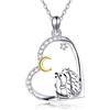 JERWLI Collana di animali in argento Sterling asino Golden Retriever giraffa cane panda koala lontra Highland Cow procione coniglietto regalo per ciondolo, 21*25 mm, Argento sterling