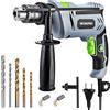 WORKPRO Trapano a Percussione 850 W, Trapano Elettrico a Filo, Trapano a Percussione con Impugnatura Girevole a 360°, 3000 giri/min, Pulsante di Velocità Variabile