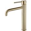 SHUNLI Rubinetto bagno oro spazzolato, miscelatore lavabo alto, rubinetto lavabo dorato, rubinetto, lavabo da appoggio in ottone SHUNLI