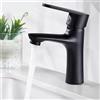 XWIHTR Rubinetto da bagno caldo e freddo in acciaio inox con cartuccia ceramica silenziosa, monocomando, miscelatore per lavabo a risparmio idrico per bagno, lavabo, angolo cottura (nero)
