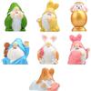Tinoaly 7pz Mini Gnomi Pasqua, Gnomi Giardino in Miniatura Resina Alta Qualità Piccoli Gnomi Giardino Statuette Gnomi Accessori Regali Pasqua e Decorazioni Fai Te per Torte Fate Casa Micro Paesaggio