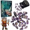 Majestic's Rune Celtiche Vichinghe Ametista, Set x25 Pietre Lucide Semi Preziose Incise (2 cm x 1 cm) + Sacchetto Nero + Libro Pratico (PDF) - Alfabeto runico Futhark per divinazione e cartomanzia, Oracolo