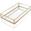 Wuuooei Vassoio Portagioie, Vassoio Decorativo Oro, Scatole Vetro e Metallo, Vassoio Metallo Specchio, Vassoio Portaoggetti Specchio, Vassoi per Gioielli Cosmetici, per Vanità, Comò, Bagno, Camera da Letto