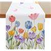 Zernblend Runner da Tavolo Moderno 183 * 33 cm con Fiori Primaverili, Beige