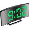 Derkiewn Sveglia digitale, grande schermo a specchio LED da 7'', 2 luminosità, 12/24 ore, temperatura, data, Snooze, Alimentazione USB, funzione di memoria (verde)