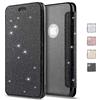 KOUYI Cover per iPhone XR, Custodia Lucciante con Brillantini Glitters Design Flip Caso Custodia in Pelle PU con Interno TPU Protettiva Cover per Apple iPhone XR 6,1 Pollici (Nero)