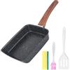 DMJJSD® Tamagoyaki, padella per uova a induzione, padella giapponese con spatola in silicone, pennello, spugna antiaderente per tutti i piani cottura, forno 19 x 16 cm