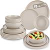 vancasso PLAYA Servizio Piatti 6 Persone, Set Piatti Moderni 18 Pezzi in Gres - 6 Piatti Piani, 6 Piatti Dessert e 6 Ciotole Cereali - Smalto Reattivo Grigio, Adatto per Lavastoviglie e Microonde