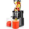 Rawhui Estrattore frutta e verdura 500W, Rawhui Estrattore per frutta e verdura, spremiagrumi lento da 500 W con doppio tubo di alimentazione, volume di riempimento 1,2 L, 2 bicchieri, nero