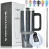 WATERSY 1.2L Bicchiere Termico con Manico, 40oz Tazza da Caffè Doppia Parete Acciaio Inox Senza BPA, Tazza Termica Lavabile in Lavastoviglie, per Palestra, Auto e Viaggio (Nero Lucido)
