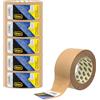 Idena 90268 - Nastro da imballaggio in carta, marrone, 5 cm x 50 m extra forte, 6 rotoli di nastro adesivo in carta riciclata, nastro da imballaggio sostenibile