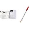 Amazon Basics - Carta per stampante, 5x500 fogli + Penna a sfera BIC Cristal Medium - 50 penne in rosso - larghezza tratto 0,4 mm