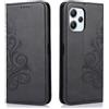 MOONESS Cover per Xiaomi Redmi 12 4G / 5G (6,79),Flip Custodia a Libro in Pelle PU Premium Goffratura Portafoglio Case per Xiaomi Redmi 12 4G / 5G - Nero