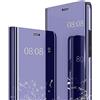 WBWONE Clear Smart View Cover per Xiaomi Redmi Note 13 Pro+ Plus 5G, Standing Mirror Flip Folio Custodia Protettiva Bumper, Luxury Specchio Libro Case con Supporto Pieghevole. Viola Blu