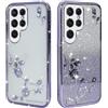 BAOJAY Compatibile per Samsung Galaxy S21 Ultra 5G Silicone Case [Glitter Bling Cover Glitter Clear View,Custodia Trasparente Antiurto regali per ragazze e signoreo-Viola