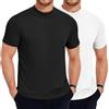 COOFANDY Pack di 2 T Shirt con Collo Alto Magliette Uomo a Maniche Corte Sottogiacca Estiva Tinta Unita Maglia Pigiama Magliette Bianco/Nero S