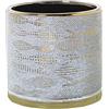 DRW Vaso circolare in ceramica con pesci bianchi e dorati, 14 x 14 cm