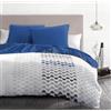 HOME LINGE PASSION Parure de couette microfibre AMBROISIE - 1 housse de couette 240 x 260 cm + 2 taies d'oreiller 63 x 63 cm - Bleu
