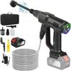 Purova Idropulitrice a Batteria, 21V Max 200 Bar Idropulitrice Portatile con Batteria da 3,0Ah, Press & Clean Pistola Lavaggio con Display LCD di Potenza e 3 Velocità (Nero con 1 Batteria)