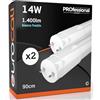 Eurocali 2 Tubi LED 90cm G13 T8 14W 1400 lumen - Bianco Freddo 6500K - Fascio Luminoso 160° - Sostituzione Neon