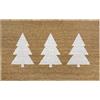 Hanse Home Zerbino in cocco per interni, colore naturale, in cocco, con alberi di Natale, colore bianco, antiscivolo, per corridoio, ingresso, 45 x 75 cm