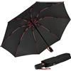 iX-brella Ombrello tascabile inversa in fibra di vetro con raggi colorati, nero/rosso, 106 cm, Ombrello tascabile XXL