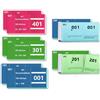 BEIMEIII 10 libri con numeri doppi 1-100 numeri, 3 colori, 5 x 10 cm, blocchi numerati, biglietti tombola, blocco numeri tombola, tagliandi numerati staccabili, gettoni guardaroba, perforazione, blocco doppi